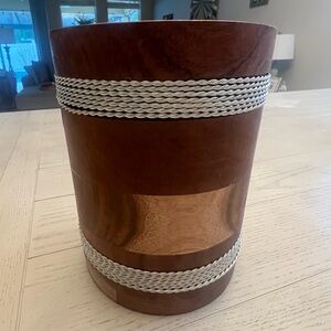 Elegant Wood and Silver Decorative Utensil Holder